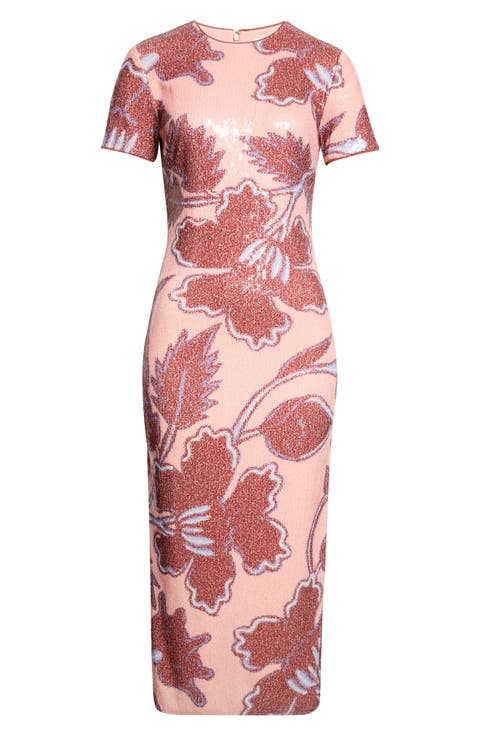 Amelie Floral Sequin Sheath Dress