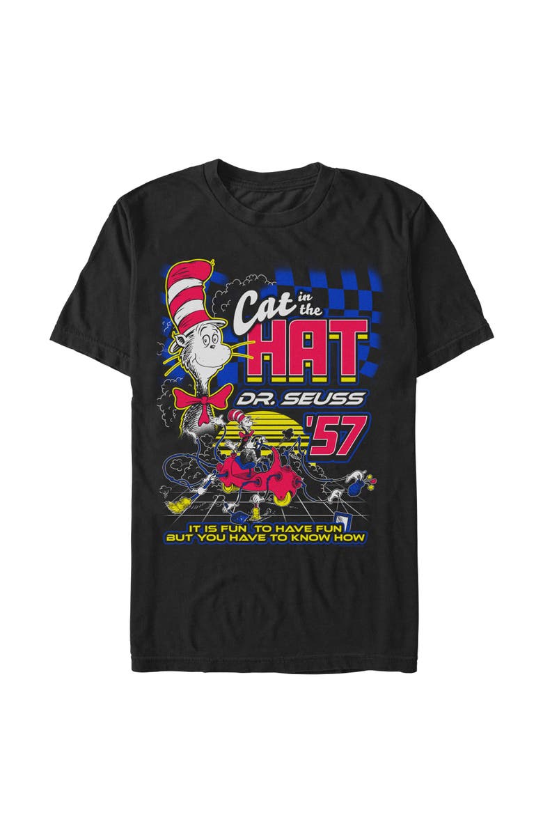 Dr. Seuss Men's Dr. Seuss The Cat in the Hat Racing Poster  Graphic T-Shirt, Alternate, color, 