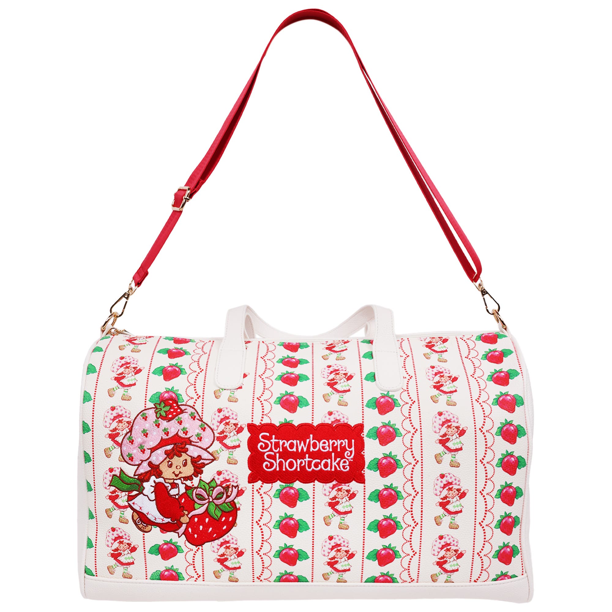 Strawberry Shortcake Lace Print Weekender Duffel Bag, Alternate, color, White