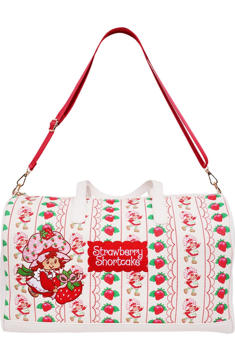 Strawberry Shortcake Lace Print Weekender Duffel Bag, Alternate, color, White