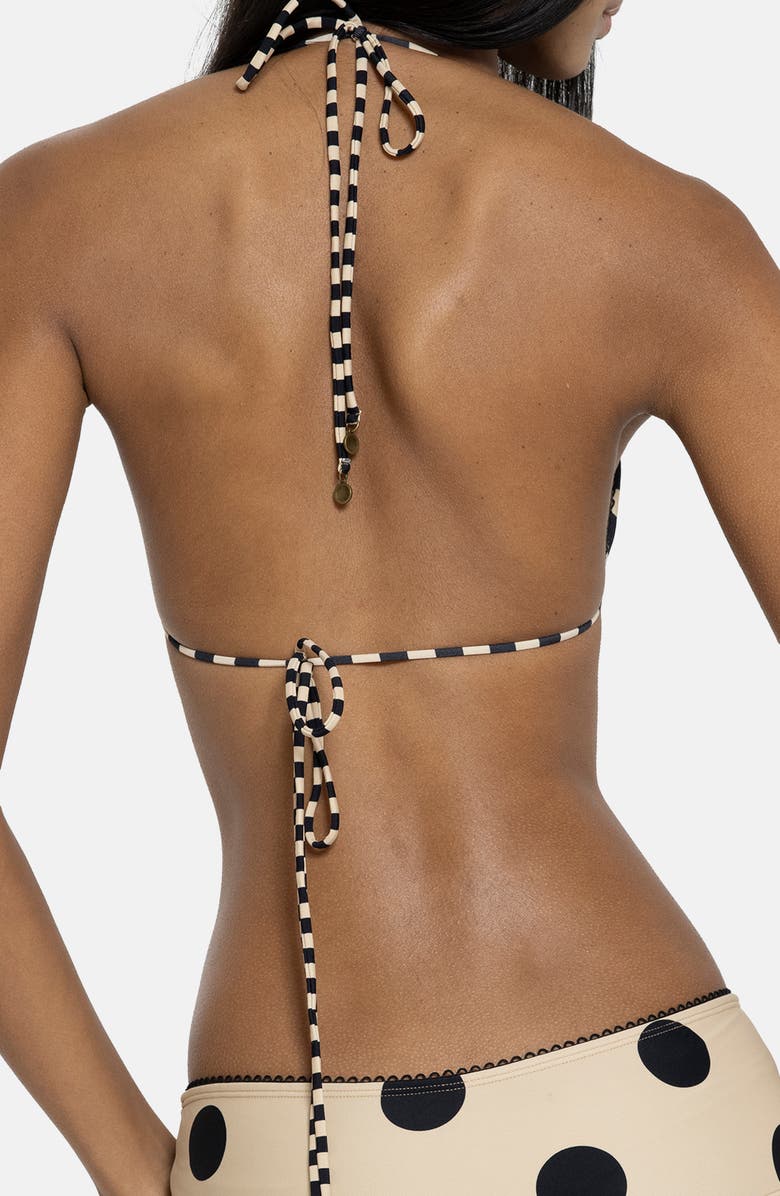 JADED LONDON Reversible Polka Dot Picot Trim Triangle Bikini Top, Alternate, color, Black