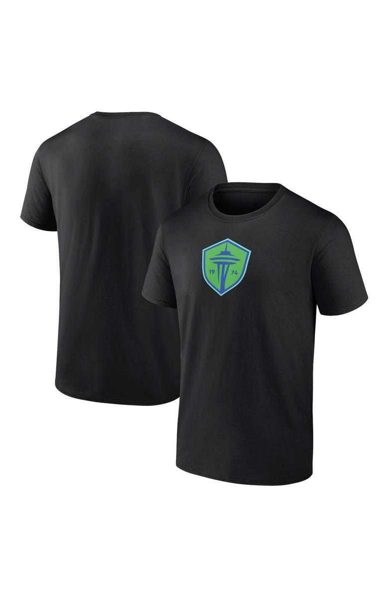 FANATICS Men's Fanatics Branded  Black Seattle Sounders FC  Primary Logo T-Shirt, Main, color, 