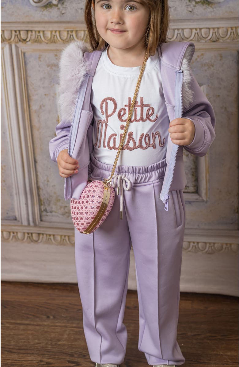 Petite Maison Kids Petite Maison Pink Logo Pima Cotton T-Shirt, Alternate, color, White With Pink