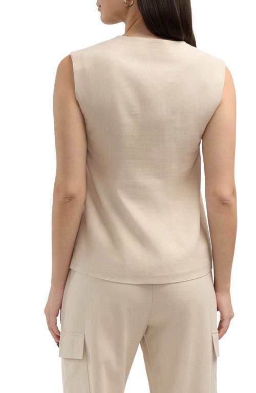 Ellen Tracy Button Front Vest In Linen