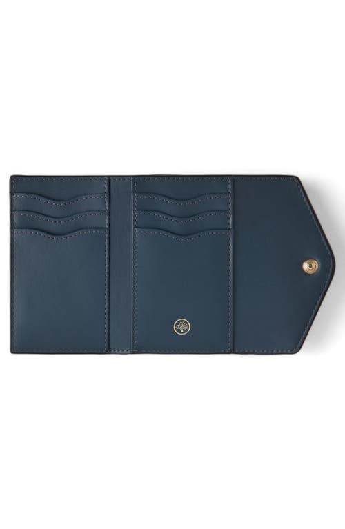 Mulberry Folded Multi-card Ostrich Embossed Leather Wallet In Blue