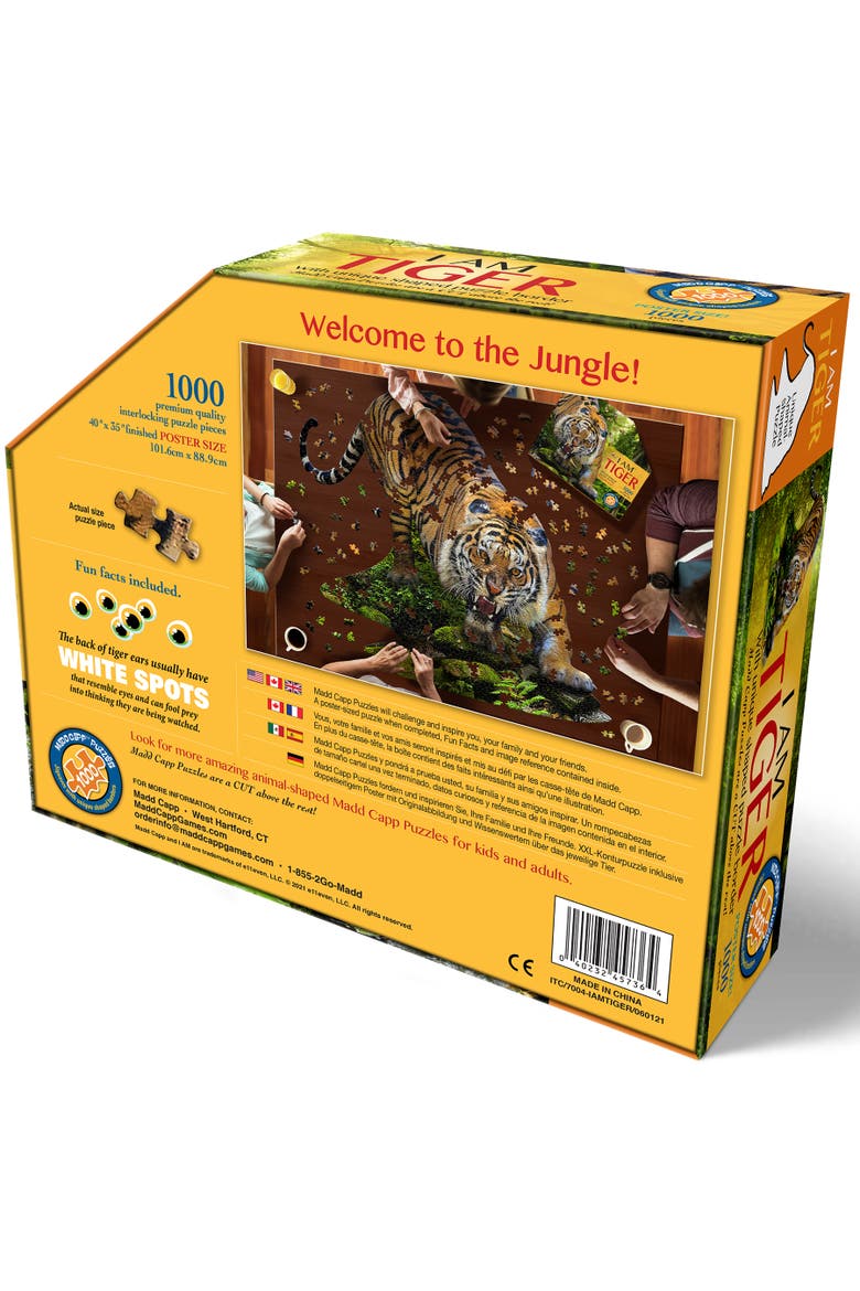 I Am Tiger 1000 Piece Animal Shaped Jigsaw Puzzle, Alternate, color, Multicolored