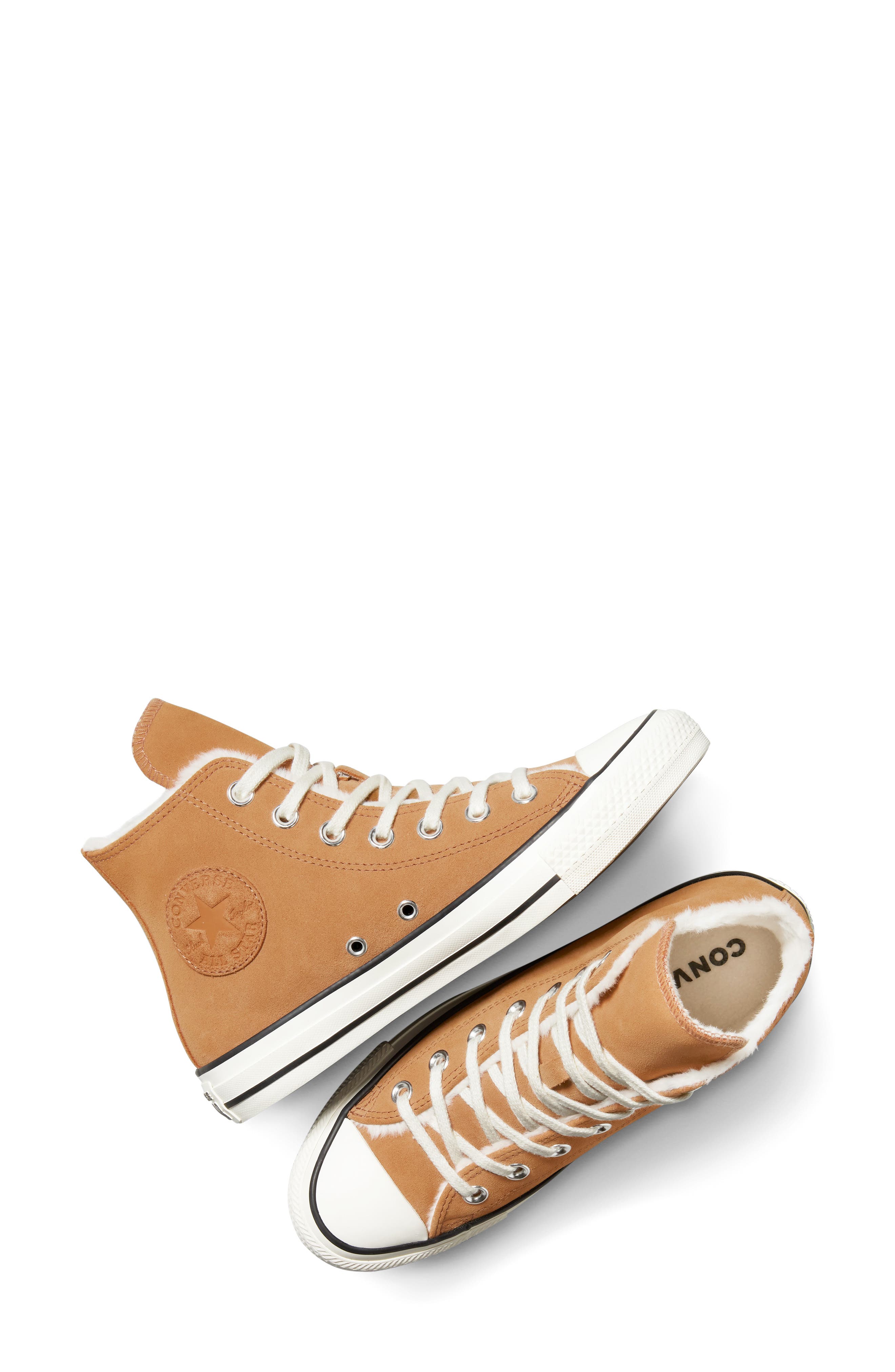 Converse Chuck Taylor<sup>®</sup> All Star<sup>®</sup> Faux Fur Lined High Top Sneaker, Alternate, color, Gingersnap/ Egret/ Egret