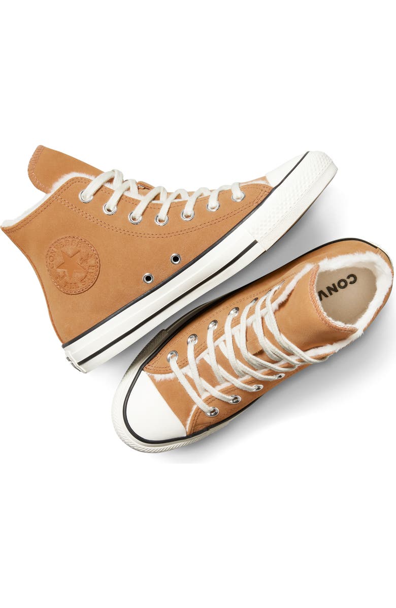 Converse Chuck Taylor<sup>®</sup> All Star<sup>®</sup> Faux Fur Lined High Top Sneaker, Alternate, color, Gingersnap/ Egret/ Egret