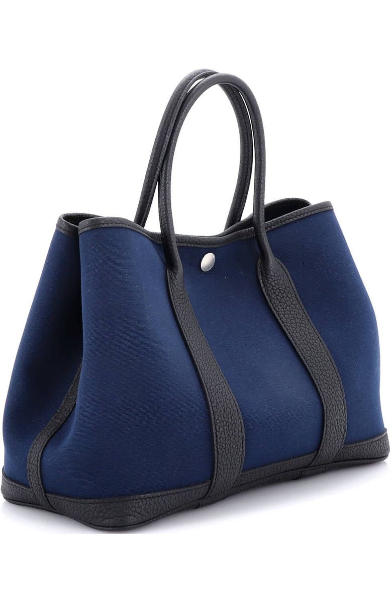 Pre-Owned Hermes Garden Party Tote Toile and Leather 30, Alternate, color, Bleu De Prusse