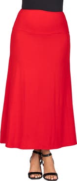 24seven Comfort Apparel Maternity Elastic Waist Maxi Skirt