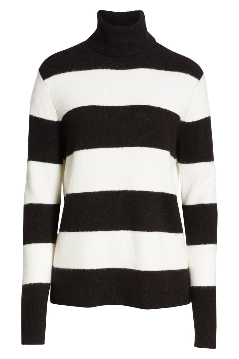 x Atlantic-Pacific Stripe Turtleneck Sweater, Alternate, color, BLACK- IVORY STRIPE