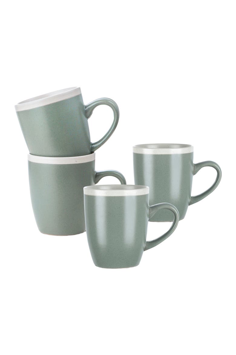 Serenity Stoneware 4-Piece Mug Set, Alternate, color, Green and Cream