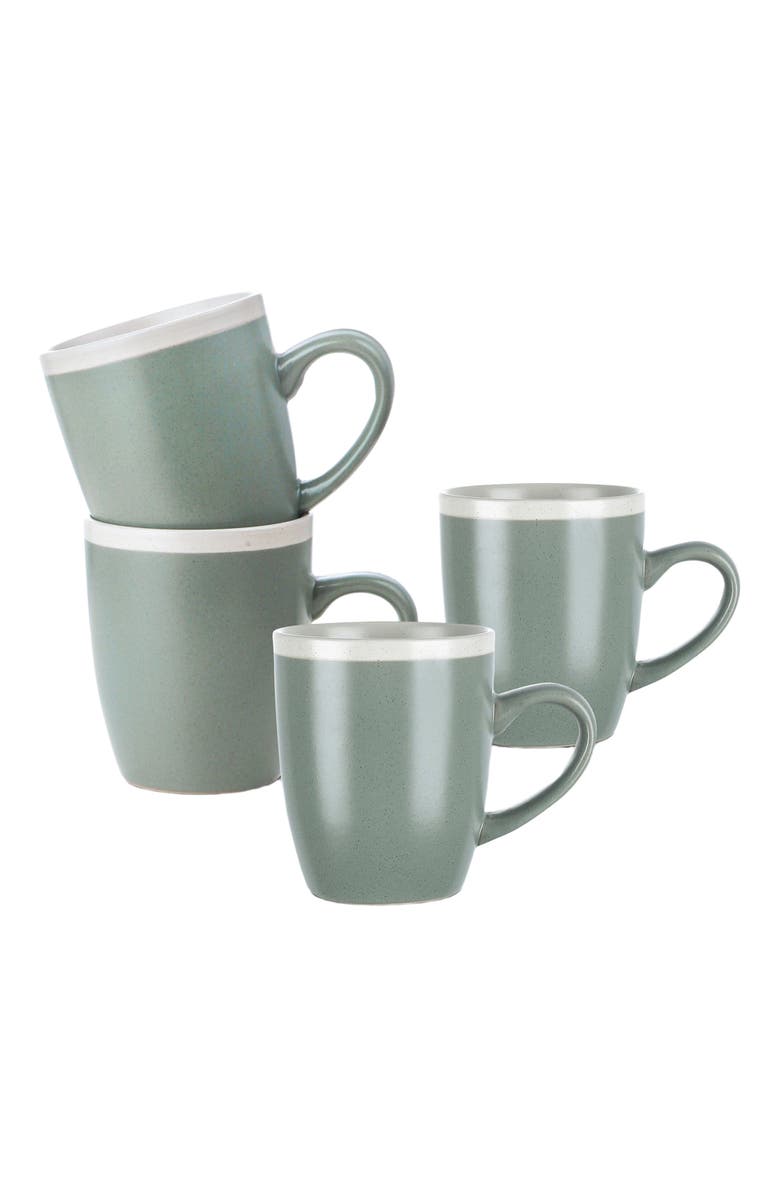 Stone Lain Serenity Stoneware 4-Piece Mug Set, Alternate, color, Green And Cream