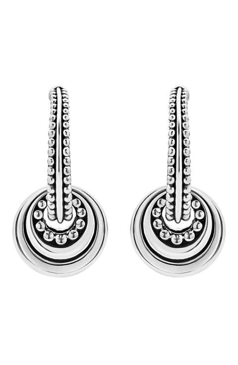 Signature Caviar Disc Charm Hoop Earrings