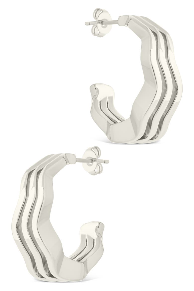 Caprice Ocean Waves Hoop Earrings, Alternate, color, SILVER