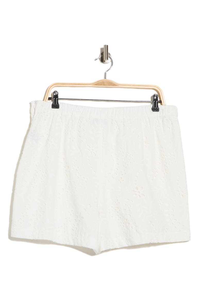 Embroidered Eyelet Cotton Shorts, Alternate, color, WHITE