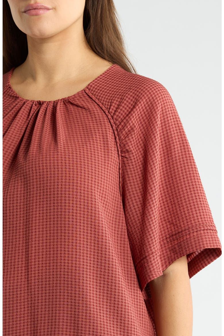 Textured Short Sleeve Shirt, Alternate, color, MAHOGANY RED
