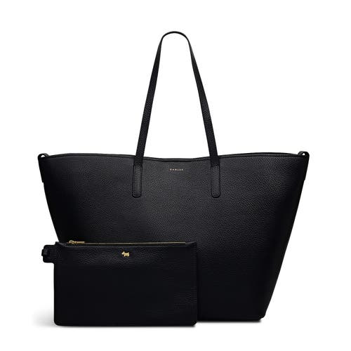 Radley Large Dukes Place Open Top Black Leather Tote Bag In Black