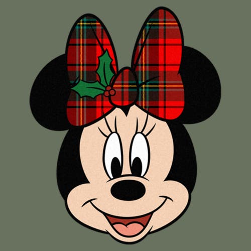 Mickey & Friends Christmas Minnie Plaid Bow Graphic T-shirt In Green