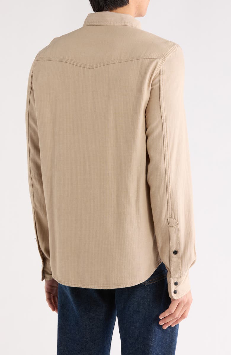 Lucky Brand Herringbone Crossdye Western Long Sleeve Button-Up Shirt, Alternate, color, Silver Mink