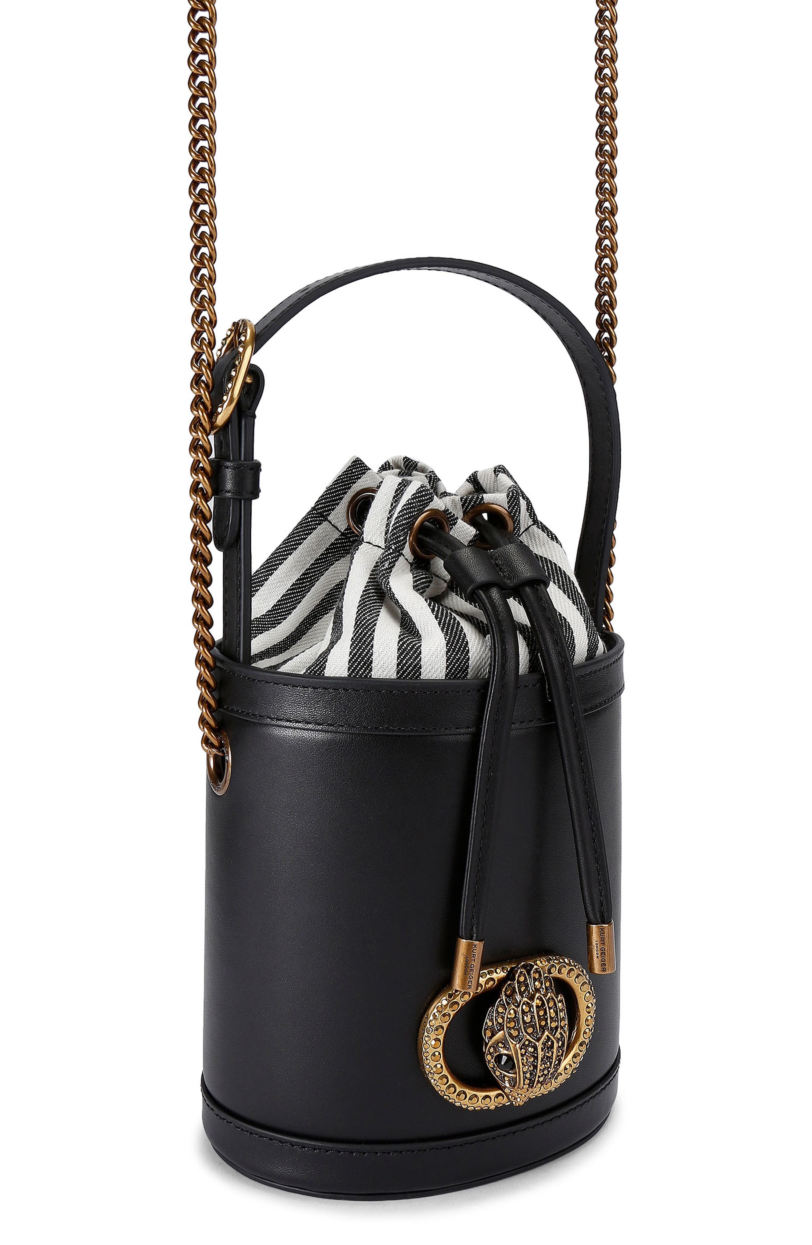 Kurt Geiger London Small Chelsea Leather Round Bucket Bag, Alternate, color, 