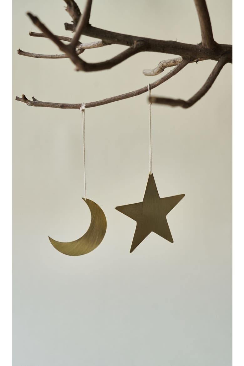 S/5 Crescent Moon and Star Ornament, Main, color, Gold