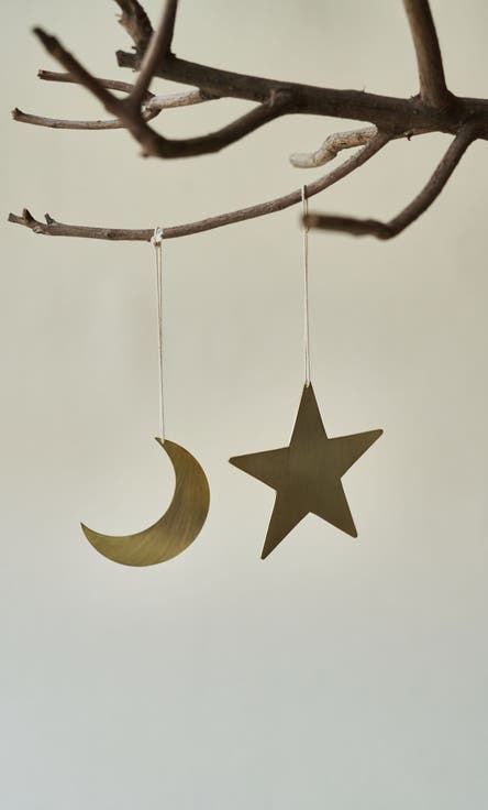 S/5 Crescent Moon and Star Ornament