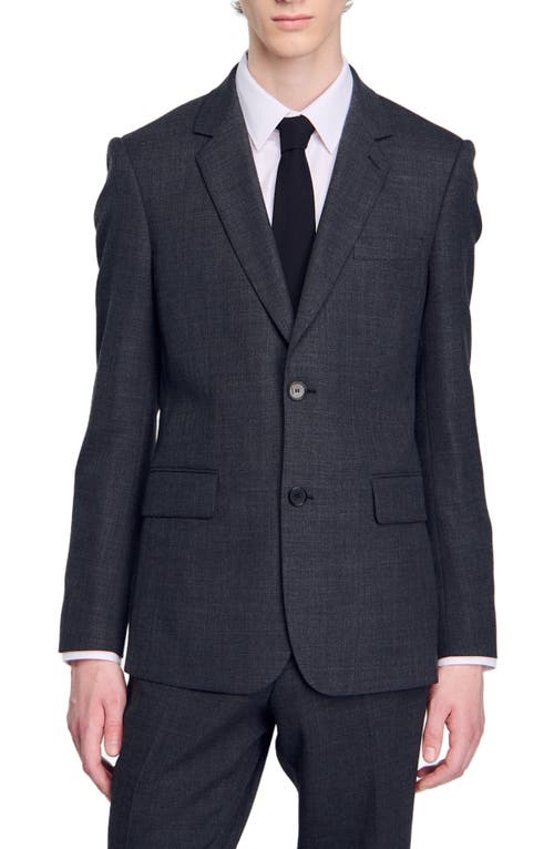 Sandro Wool Suit Jacket In Mocked Grey