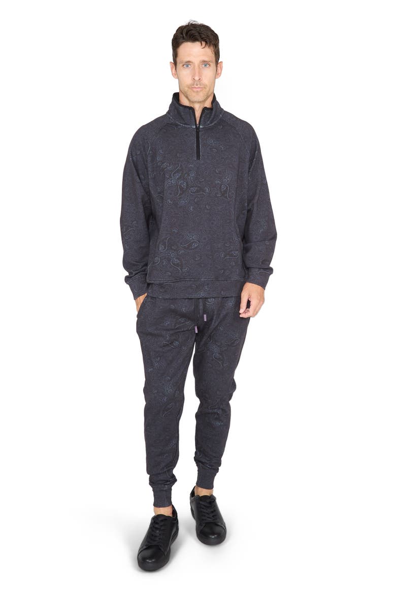 Craig Brushed Interlock Quarter Zip Pullover, Alternate, color, Montgat Paisley Black