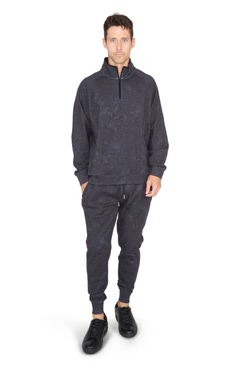 Lords of Harlech Craig Brushed Interlock Quarter Zip Pullover, Alternate, color, Montgat Paisley Black
