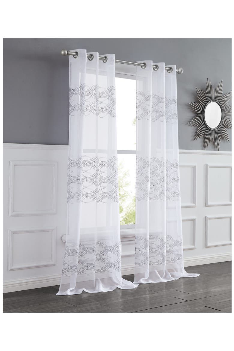 Set of 2 Sheer Curtain Panels, Main, color, SILVER WHITE