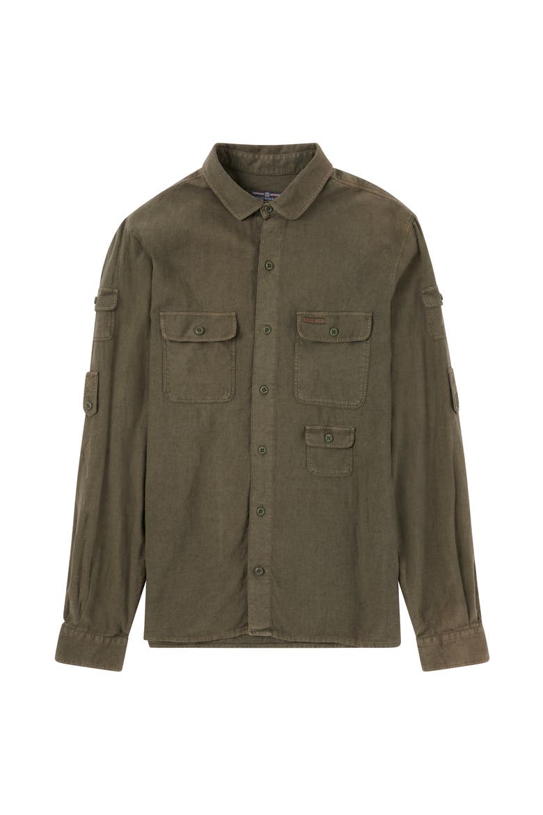 Traveller's Linen Shirt Mens, Main, color, Olive
