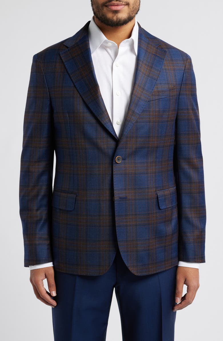 Zanella Thomas Plaid Stretch Wool Sport Coat, Main, color, 