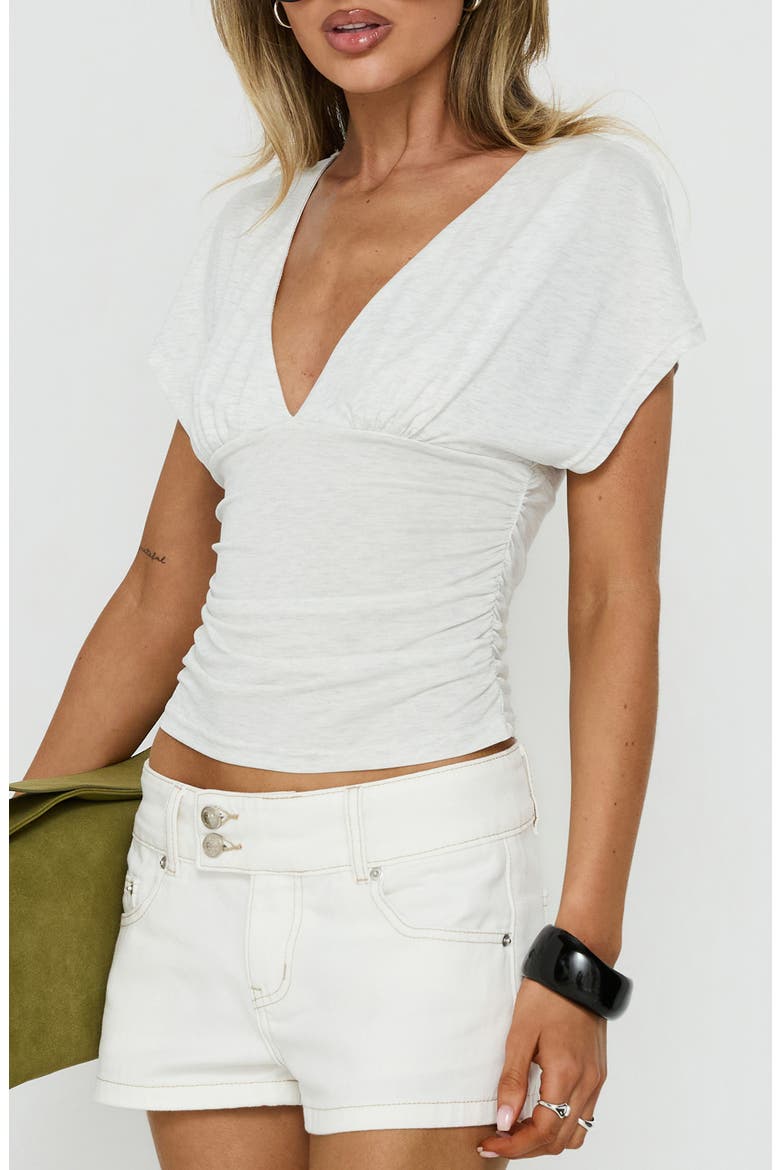 Mattey Cinched V-Neck Top, Alternate, color, GREY MARLE
