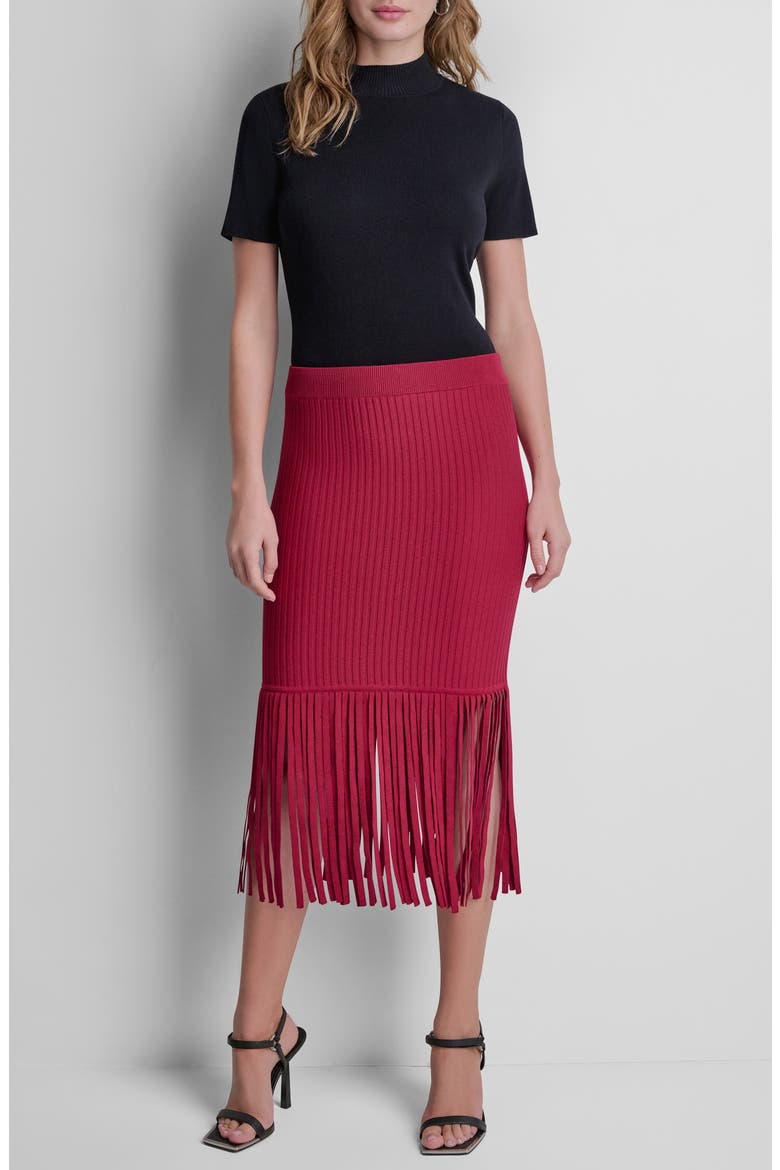 Fringe Rib Midi Skirt, Alternate, color, RHYTHM RED
