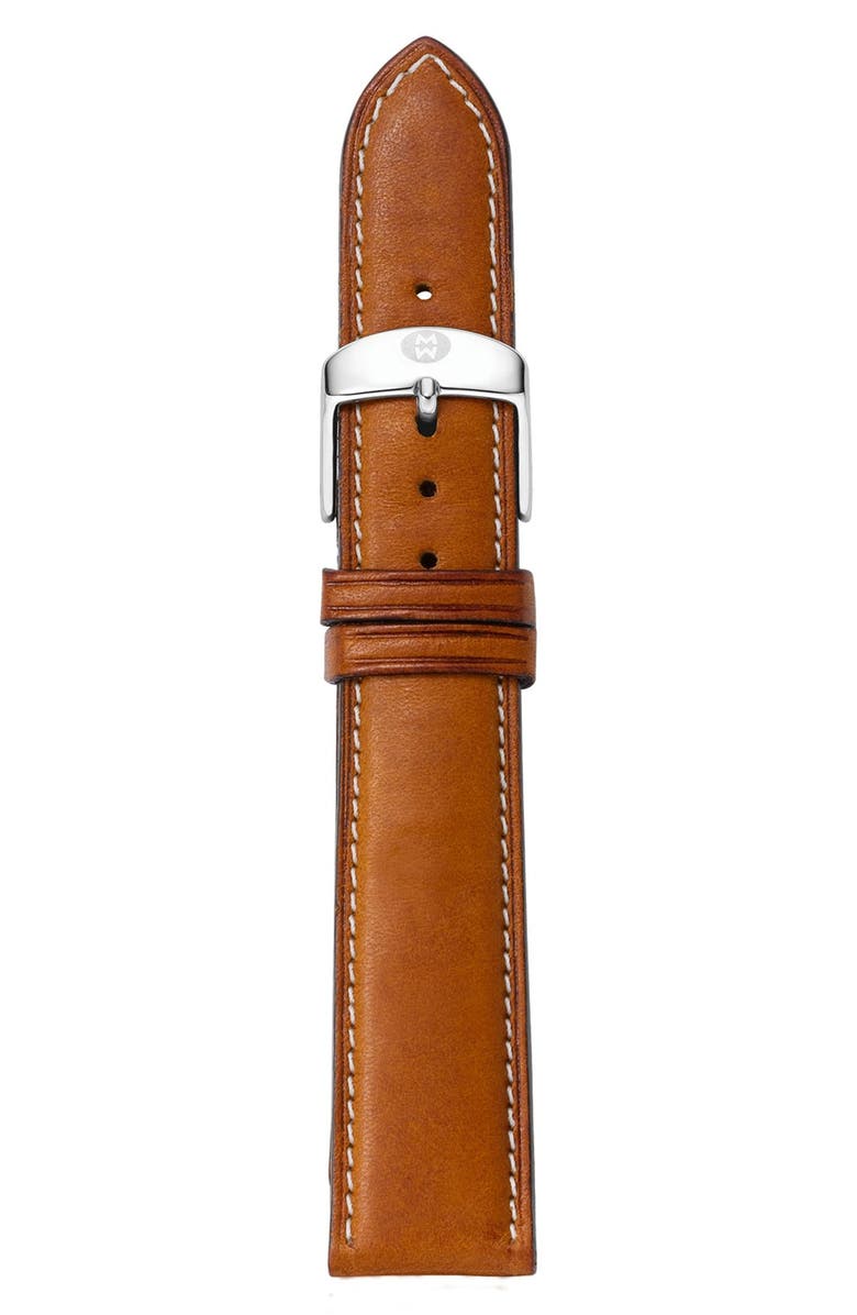 MICHELE 16mm Calfskin Leather Watch Strap, Main, color, Saddle