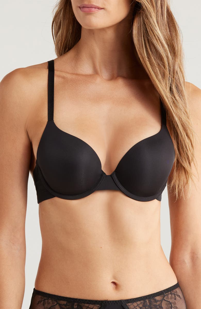 Simone Perele Essentiel Padded Underwire Plunge Bra, Main, color, Black