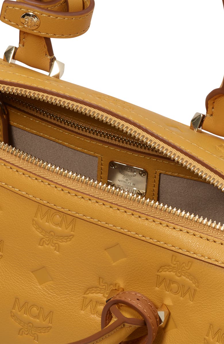 MCM Essential Boston 23 Monogram Leather Satchel, Alternate, color,