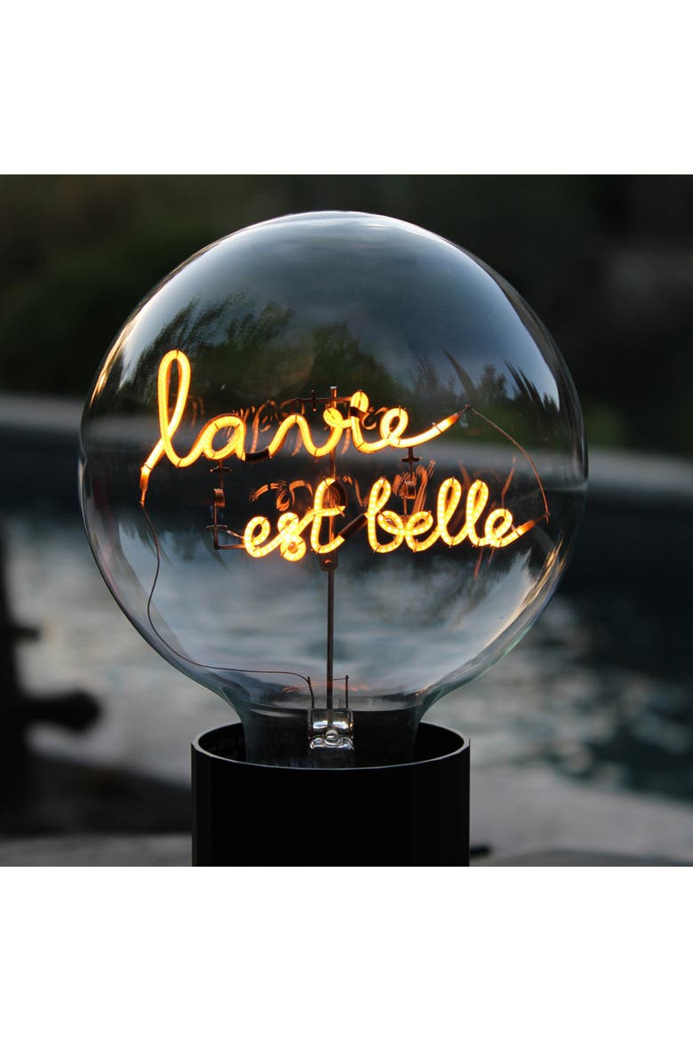 La Vie Est Belle Portable Table Lamp, Alternate, color, Black