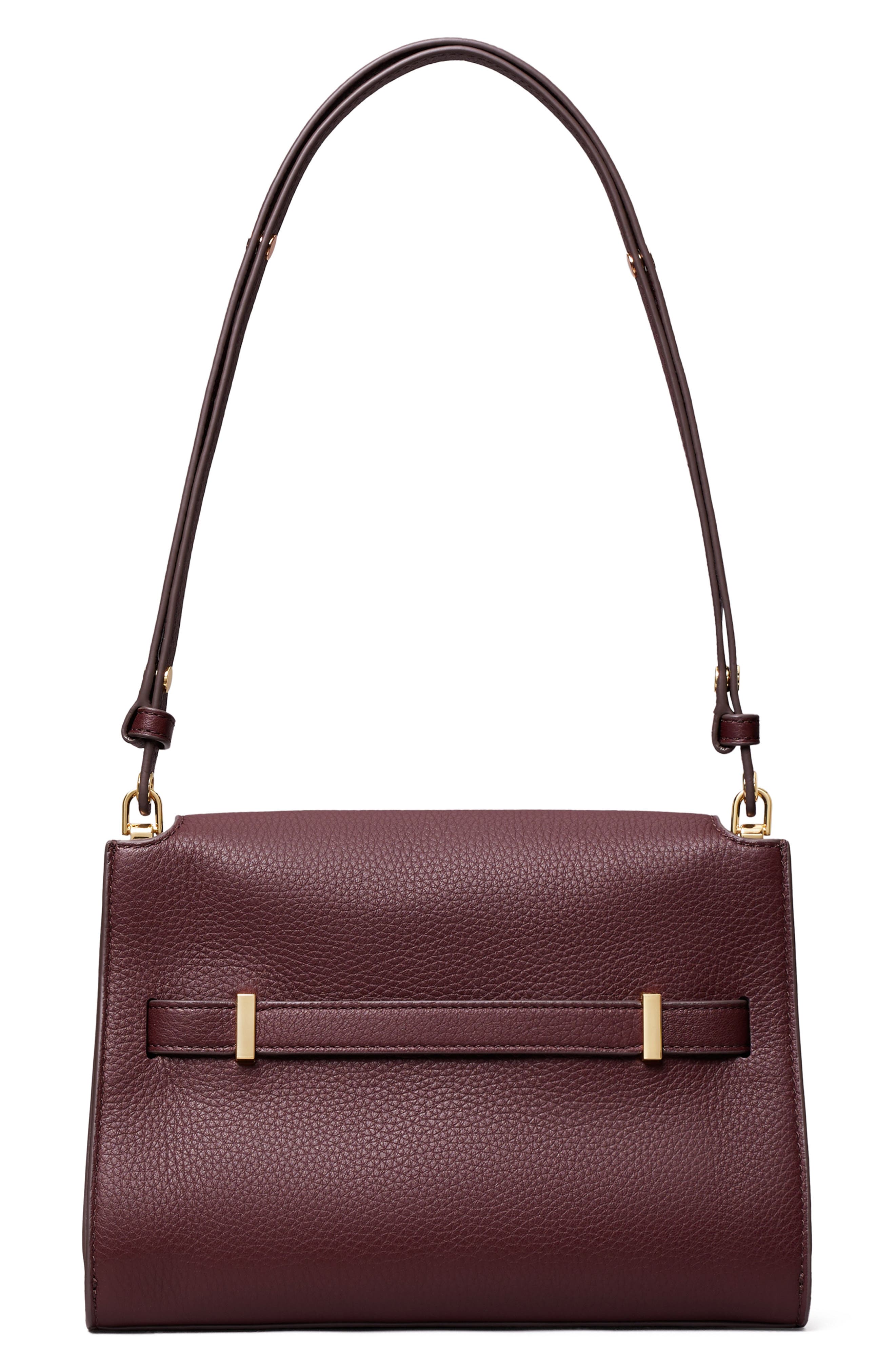 Tory Burch Large Lee Radziwill Pebble Leather Shoulder Bag, Alternate, color, Dark Carmine