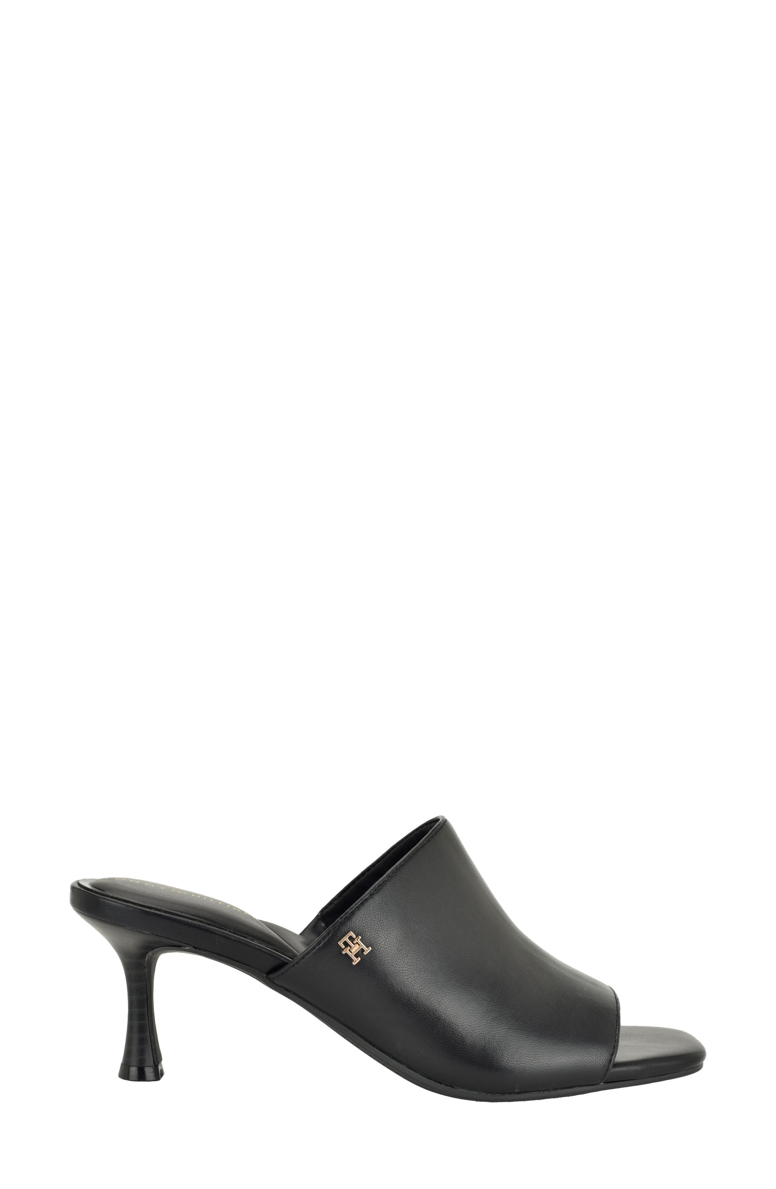 Sassey Faux Leather Slide Sandal, Alternate, color, BLACK