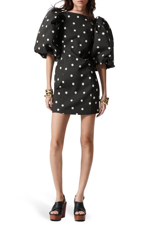 Polka Dot Cotton Blend Minidress