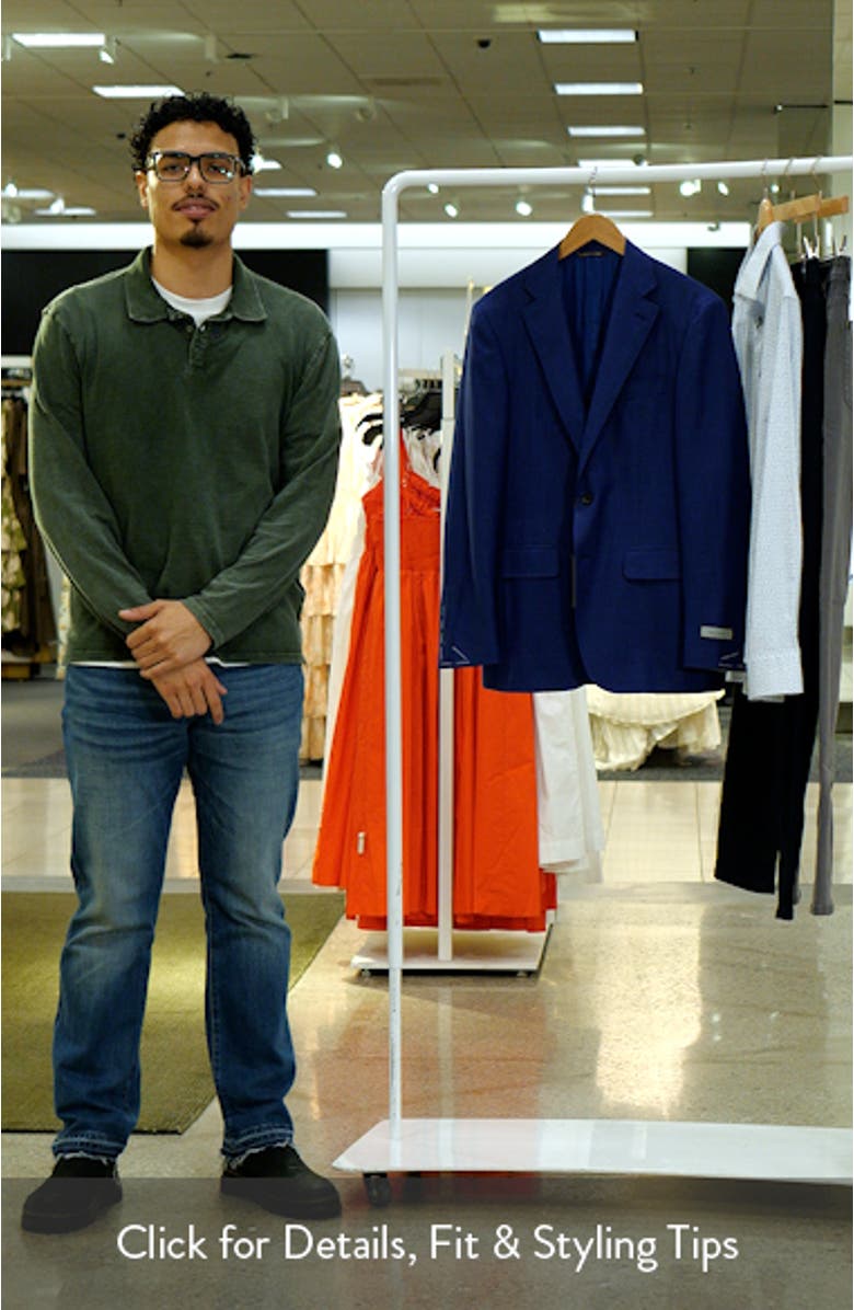 Kei Trim Fit Solid Blue Impeccabile Super 130s Wool Sport Coat, sales video thumbnail