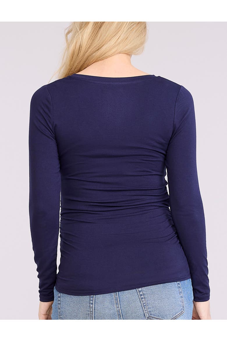 V-Neck Side-Ruched Maternity Long Sleeve Tee, Alternate, color, Peacoat