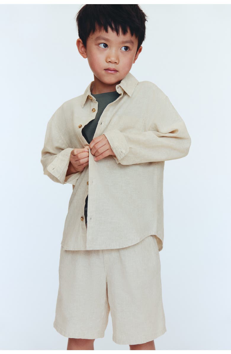 H&M Linen-blend shirt, Alternate, color, Light Beige