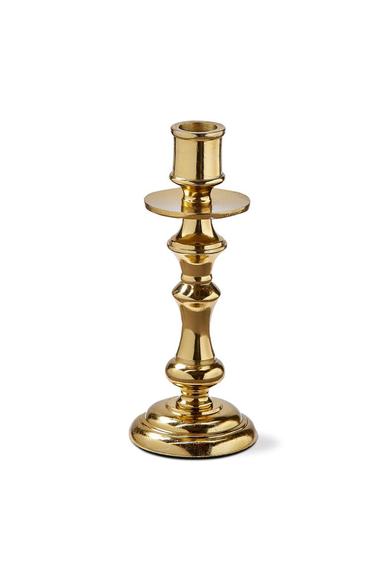 Gold Cast Aluminum Darion Taper Holder Candlestick Large, Main, color, Yellow