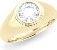 HauteCarat Men's Round Brilliant Lab Created Diamond Ring