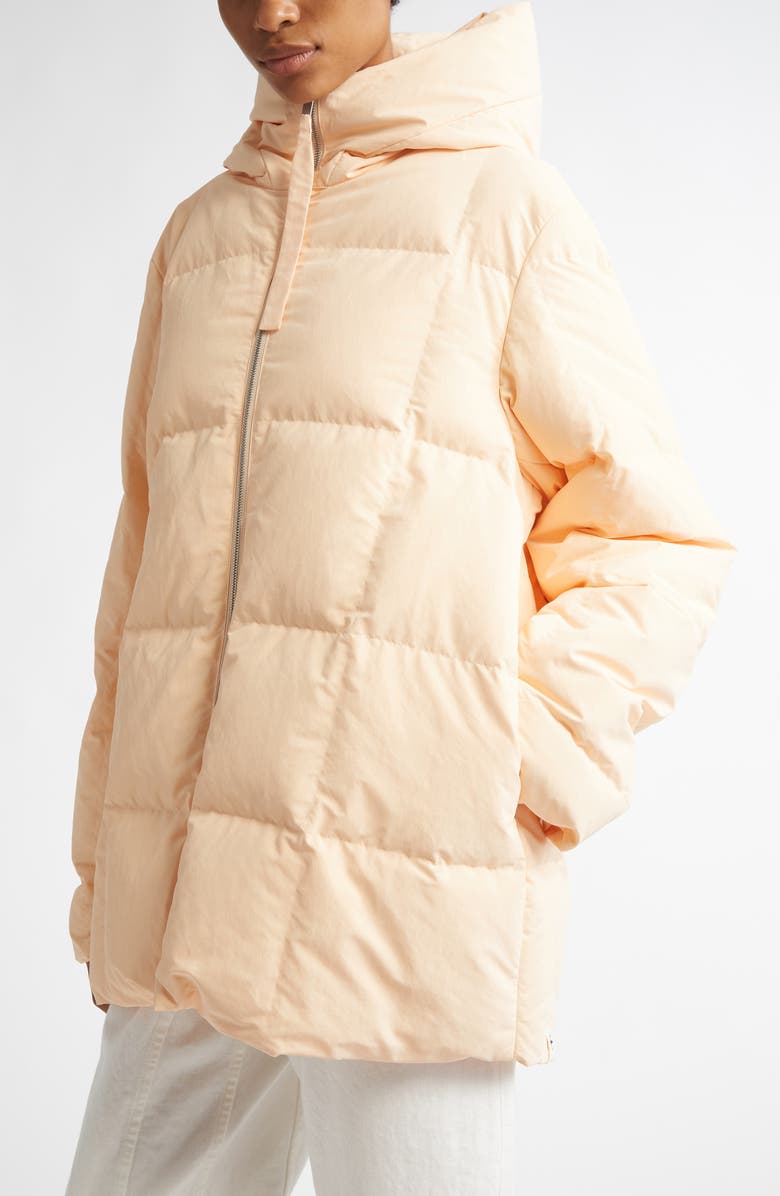 Jil Sander Quilted Recycled Down Jacket with Hood, Alternate, color, English Rose