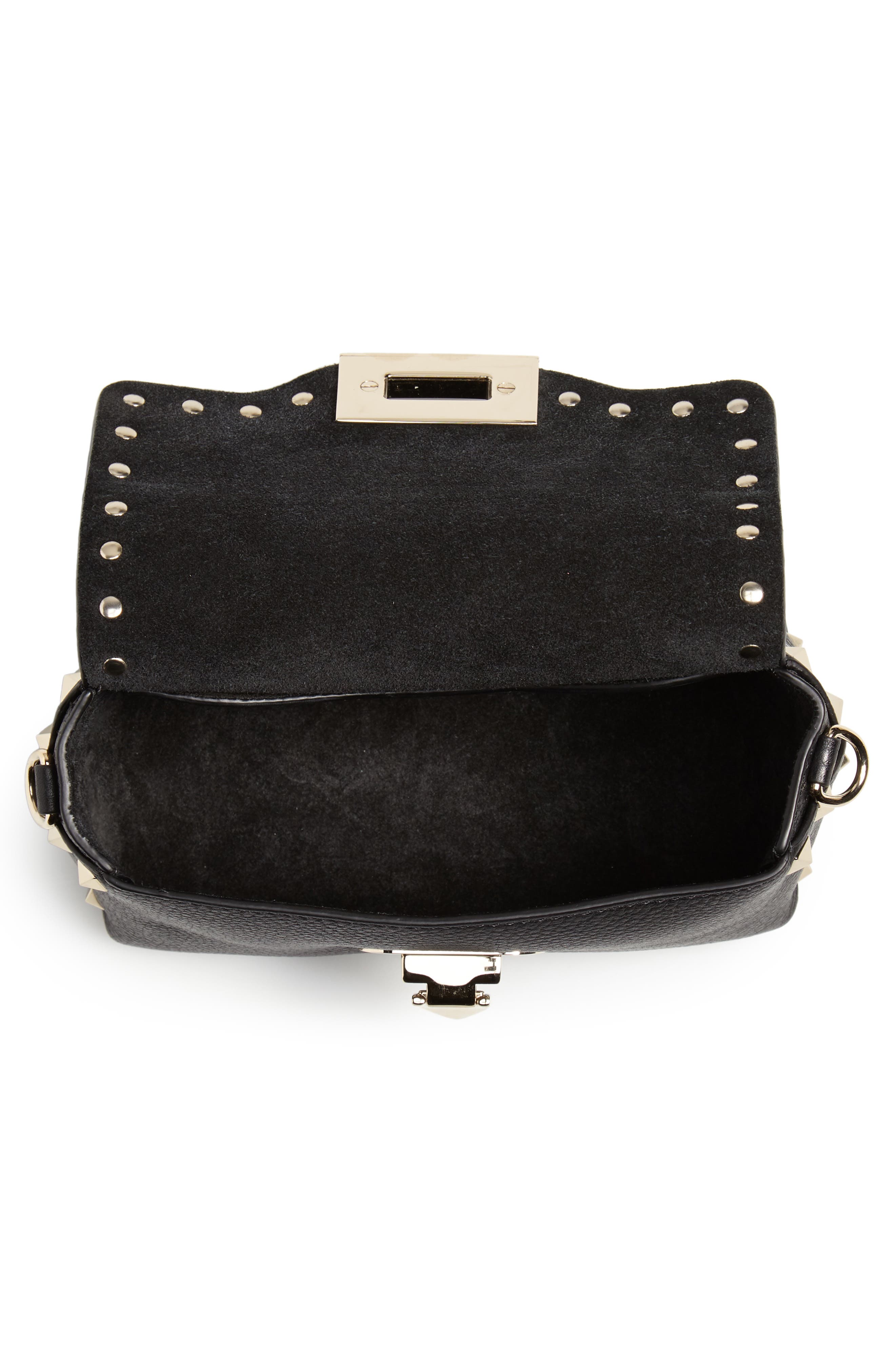 Valentino Garavani Rockstud Mini Calfskin Leather Crossbody Bag, Alternate, color, 