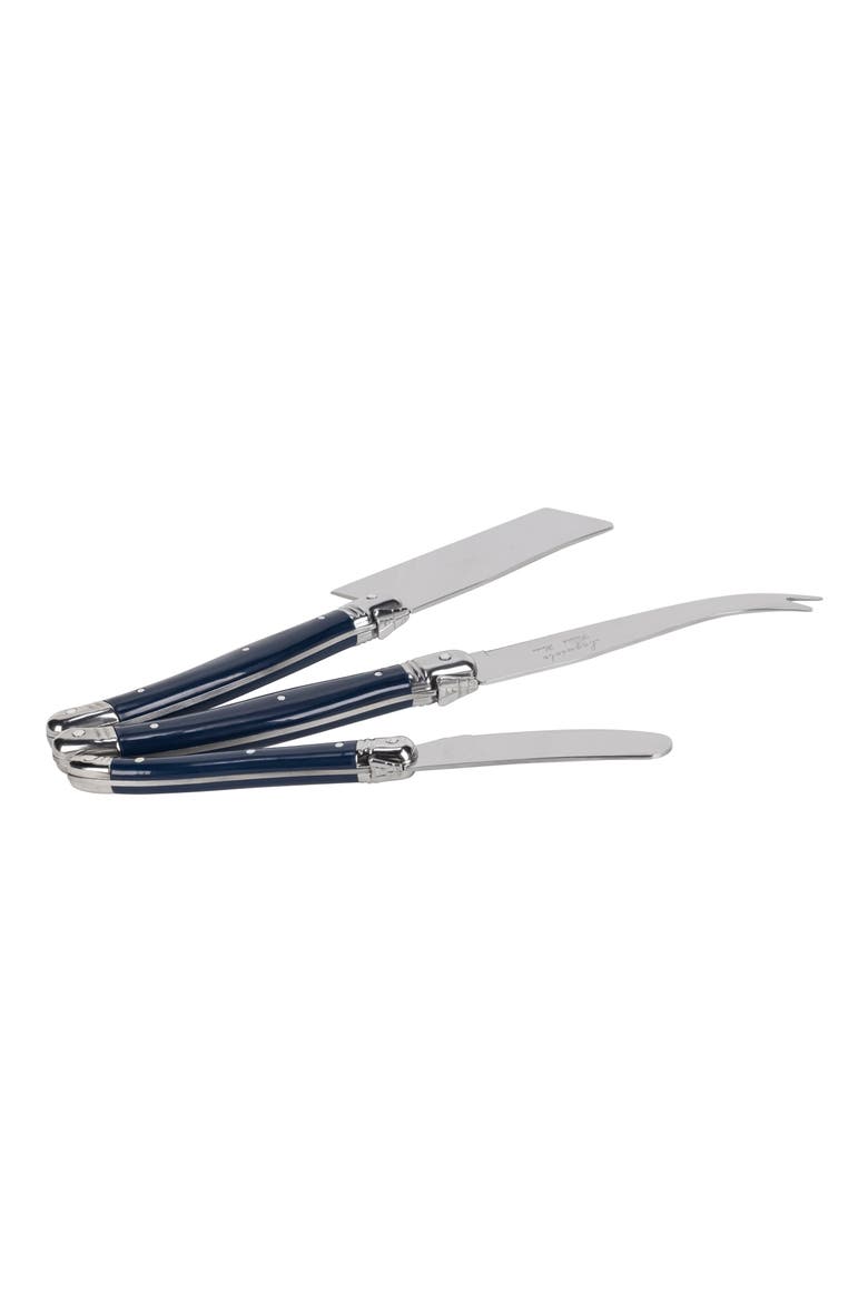 Laguiole 3-Piece Cheese Knife Set, Alternate, color, NAVY